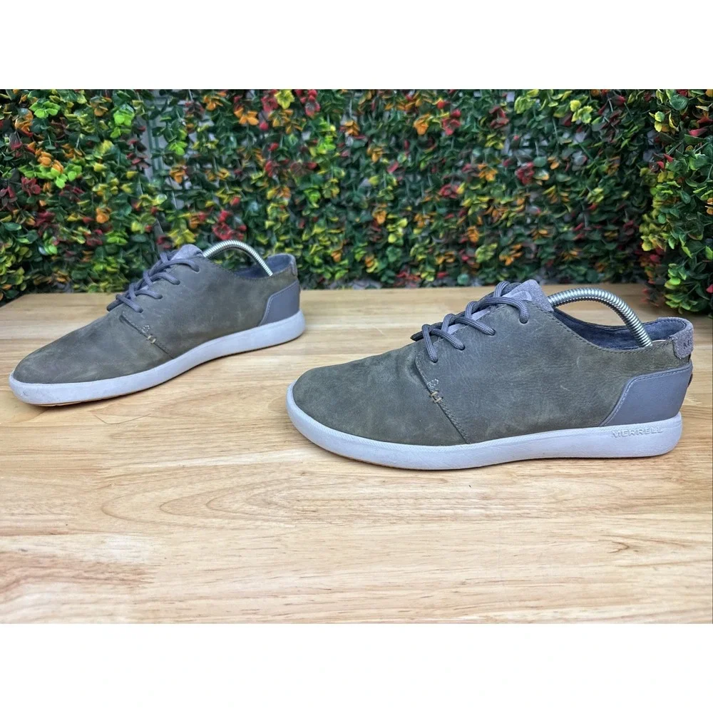 Merrell Freewheel Leather Casual Shoes Loafers Charcoal Gray Green Mens 9 J69189